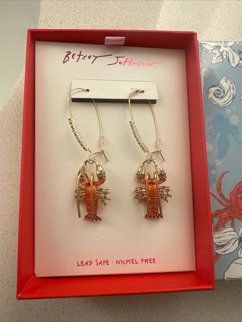 Beautiful Betsey Johnson Lobster Earrings